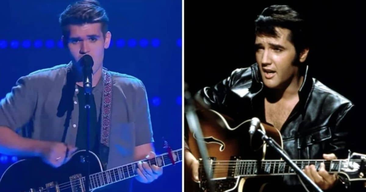 Elvis Presley’s grandson takes the stage and shows his talent. He even looks like his legendary grandfather